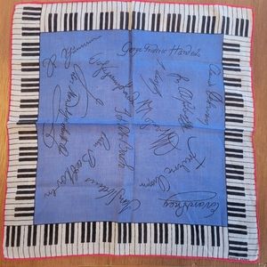 Vintage Music Themed Handkerchief ~ MCM ~ Hankie ~ Piano ~ Dessin Depose